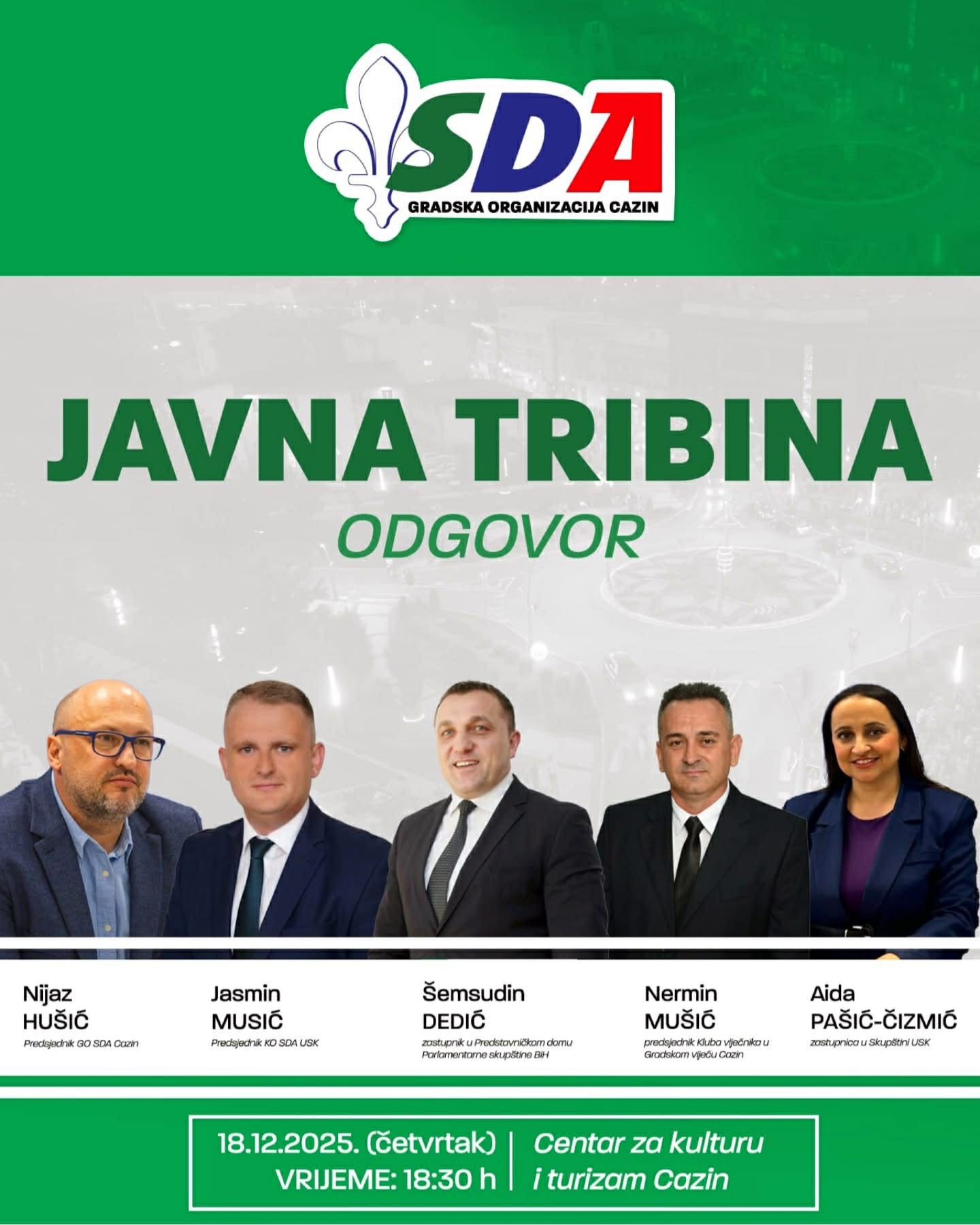 Nakon Bužima, tribina “Odgovor” se nastavlja u Cazinu – 18.12. u 18:30