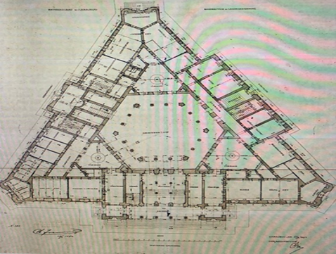 Vijecnica &ndash; Nacrt Architekta  Ivekovic. Izvor: Zujo, Mulabegovic, Mulaomerovic, Vijecnica, S. 47.