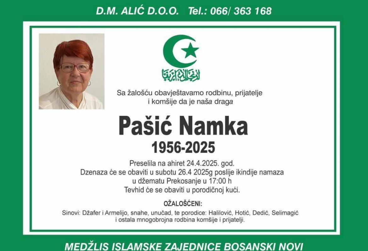 Na Ahiret preselila Pa&scaron;ić Namka