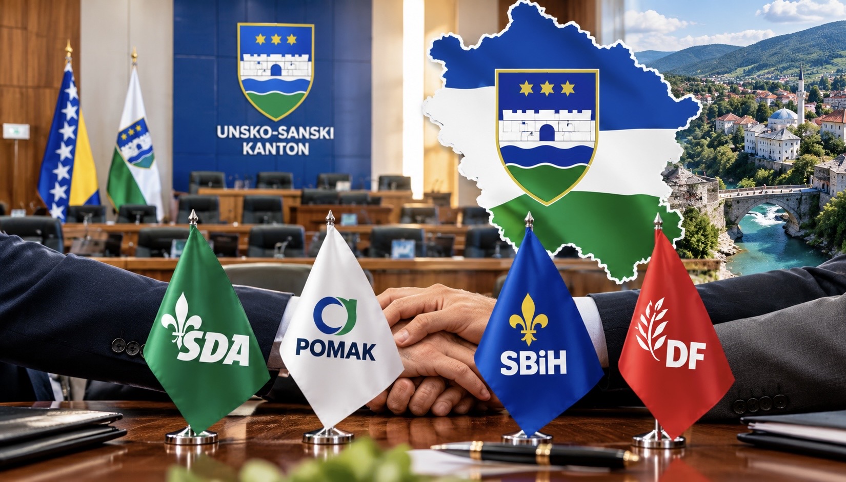 SDA, POMAK, SBiH i DF pregovaraju o novoj Vladi Unsko-sanskog kantona sa 17 zastupnika