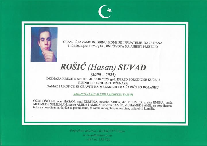 Na Ahiret preselio Ro&scaron;ić (Hasan) Suvad