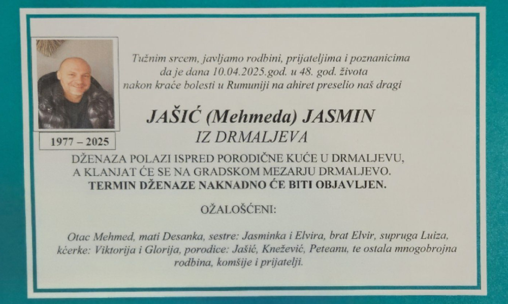 Na Ahiret preselio Ja&scaron;ić (Mehmeda) Jasmin