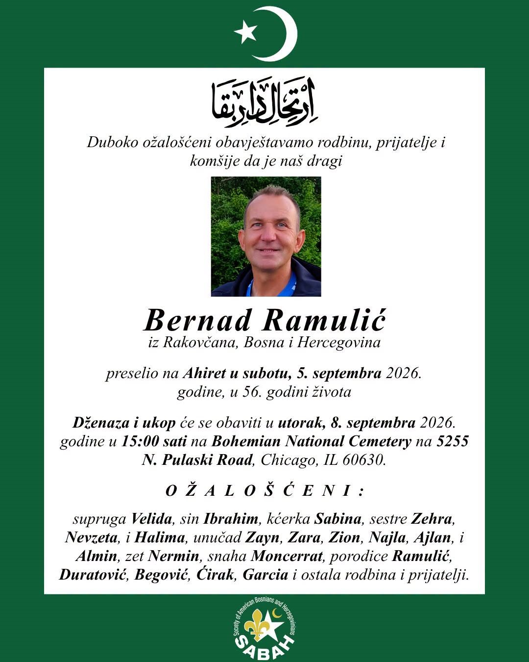 S tugom obavje&scaron;tavamo: Na Ahiret preselio Bernad Ramulić