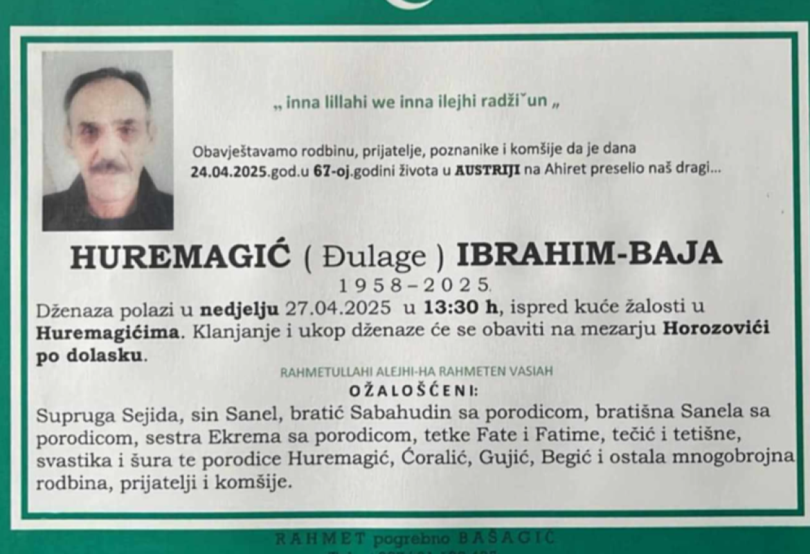 Na ahiret preselio Huremagić (Đulage) Ibrahim &ndash; Baja