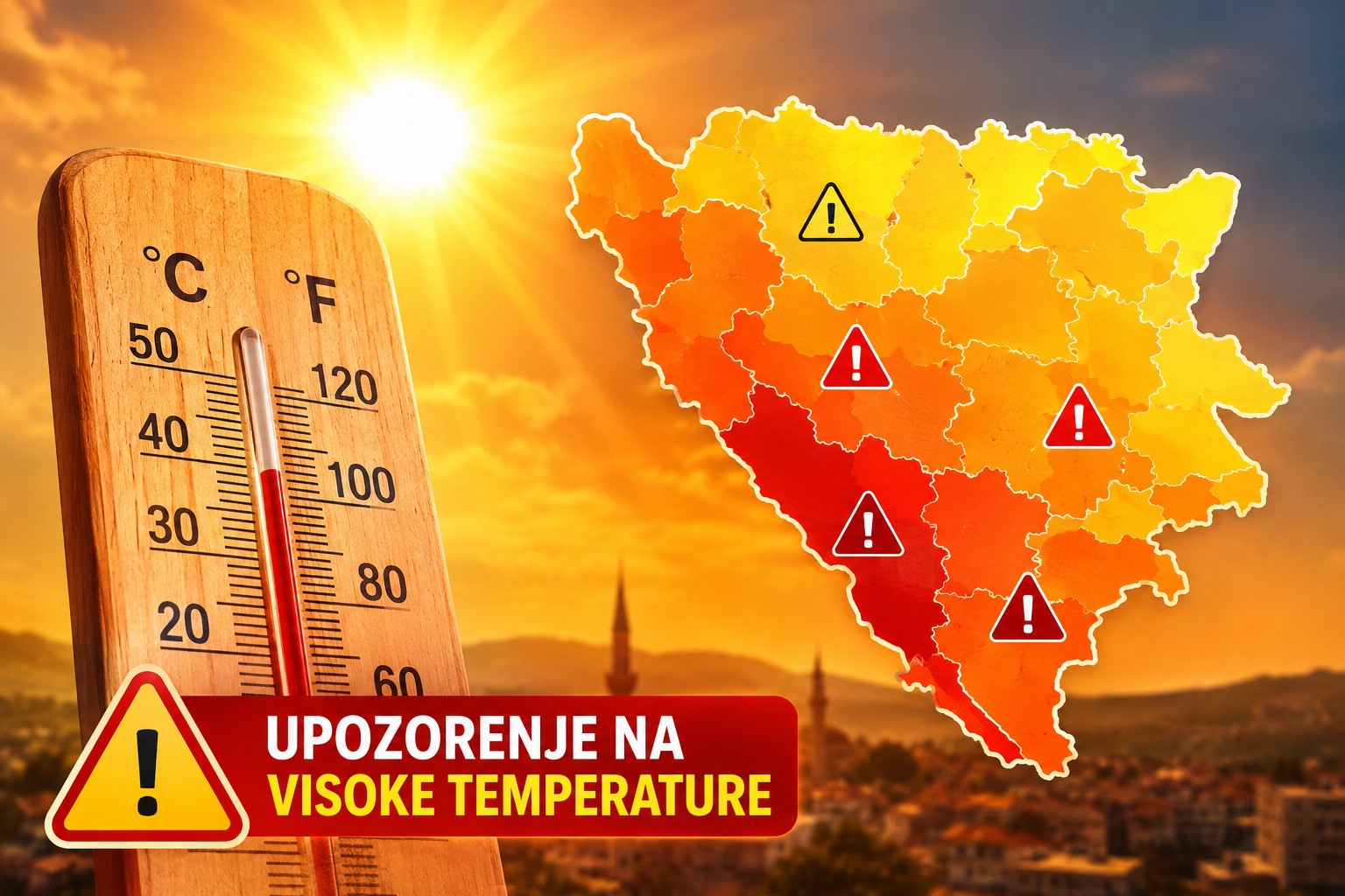U Bosni i Hercegovini na snazi upozorenja zbog ekstremno visokih temperatura do 40&deg;C