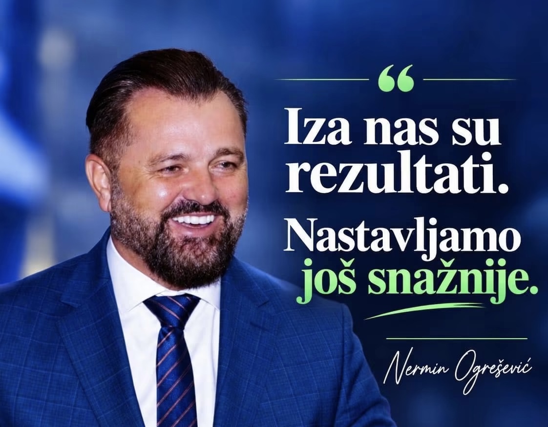 Nermin Ogre&scaron;ević, gradonačelnik Cazina i predsjednik NES-a, vodi sa 7.541 ličnim glasom u Unsko-sanskom kantonu