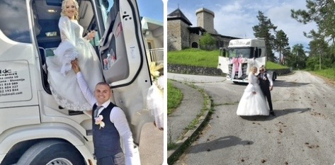 Mladinac Ajdin Okić do&scaron;ao po mladenku ukra&scaron;enim kamionom, odu&scaron;eviv&scaron;i prisutne na svadbi