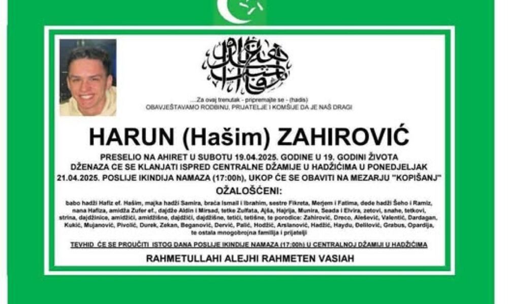 Na ahiret preselio Harun (Ha&scaron;im) Zahirović