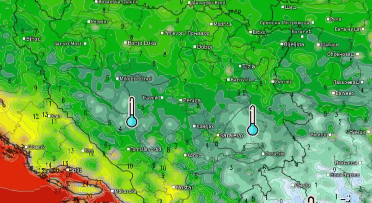 U Bosni sutra ujutro očekuje se mraz, posebno na planinskim visoravnima i mrazi&scaron;tima centralne i istočne Bosne