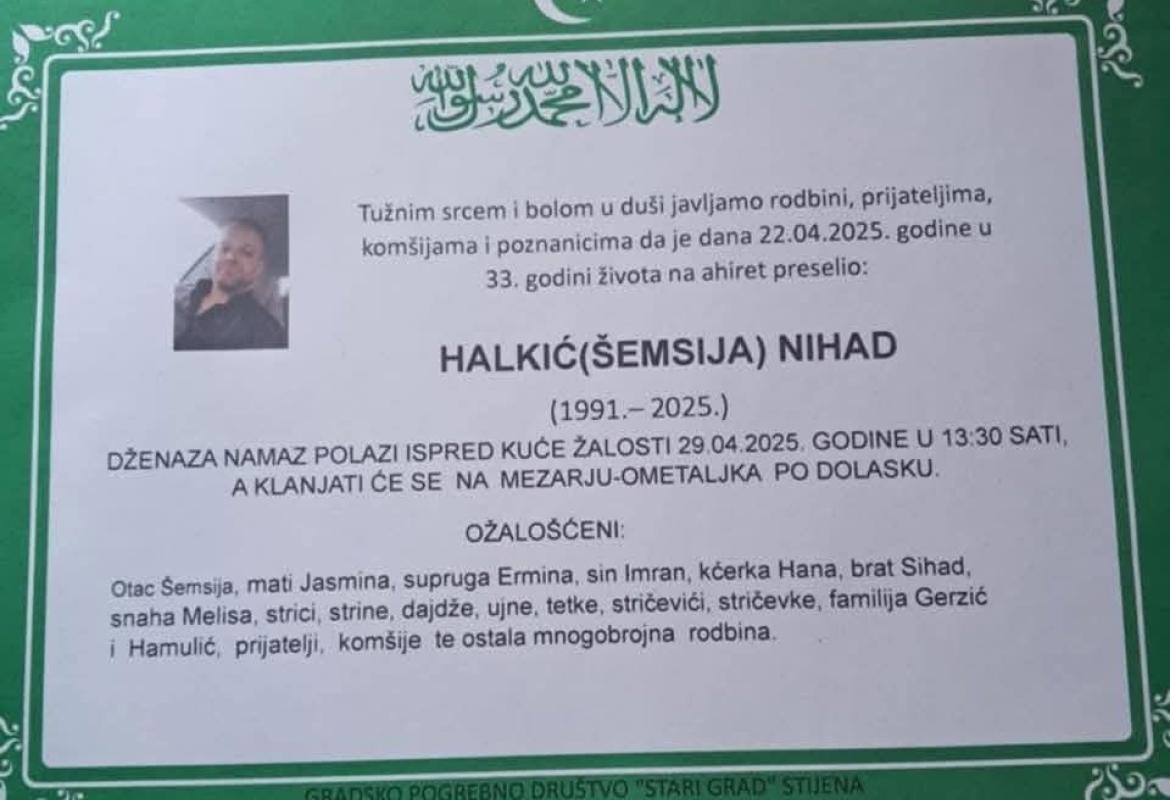 Na ahiret preselio HALKIĆ (ŠEMSIIJA) NIHAD Na ahiret preselio HALKIĆ (ŠEMSIIJA) NIHAD