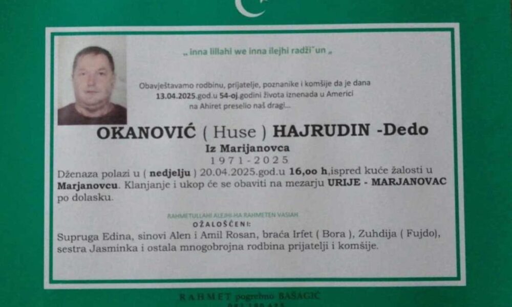 Na Ahiret preselio Okanović (Huse) Hajrudin – Dedo Na Ahiret preselio Okanović (Huse) Hajrudin – Dedo
