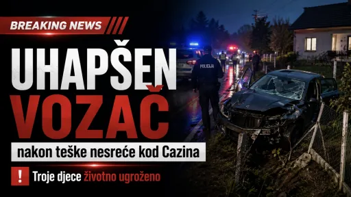 U te&scaron;koj nesreći u Donjoj Koprivnoj kod Cazina troje djece te&scaron;ko povrijeđeno, vozač uhap&scaron;en