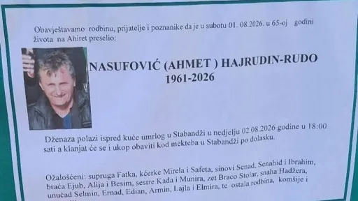 S tugom obavje&scaron;tavamo: Na Ahiret preselio Nasufović (Ahmet) Hajrudin