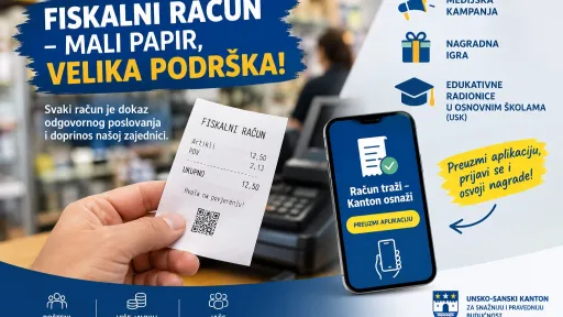 Ministarstvo privrede USK pokreće inicijativu za promociju fiskalnih računa i nagradnu igru putem aplikacije