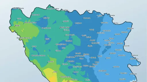 BHMeteo objavio prognozu padavina za vikend: najvi&scaron;e u Hercegovini i zapadnoj Bosni (30&ndash;80 l/m2, lokalno do 125 l/m2)