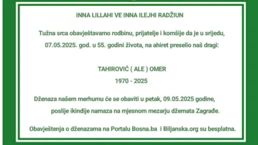 Na ahiret preselio TAHIROVIĆ (ALE) OMER