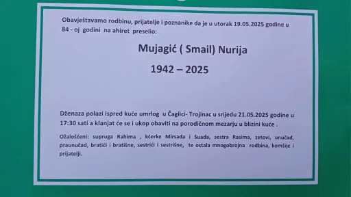 Na ahiret preselio MUJAGIĆ (Smail) NURIJA Na ahiret preselio MUJAGIĆ (Smail) NURIJA