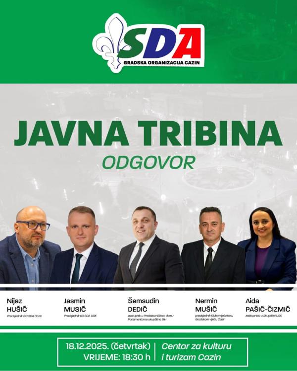 Nakon Bužima, tribina “Odgovor” se nastavlja u Cazinu – 18.12. u 18:30