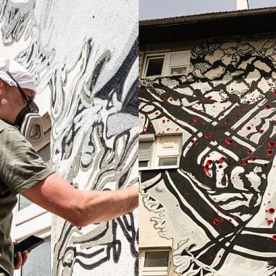Mural podrške Palestini na rupama od gelera u Bihaću: “Ko te bolje razumije od onog ko je bio u istom paklu”