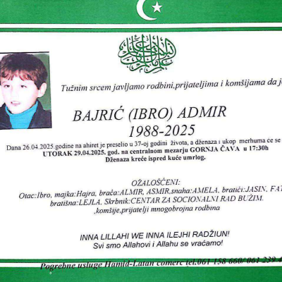 Na ahiret preselio Bajrić (Ibro) Admir