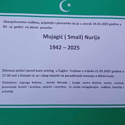 Na ahiret preselio MUJAGIĆ (Smail) NURIJA