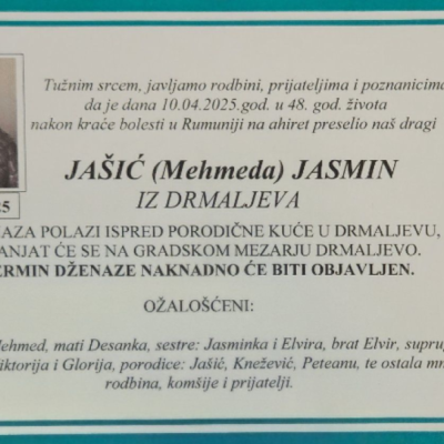 Na Ahiret preselio Jašić (Mehmeda) Jasmin