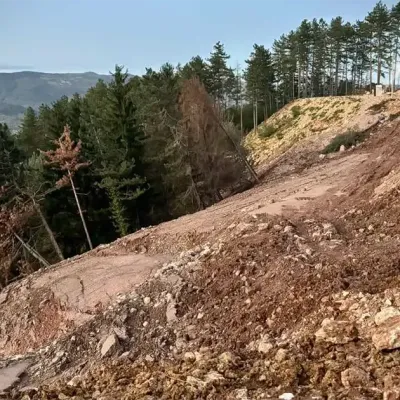 Na lokalitetu Curine njive formirane pukotine usljed pomjeranja tla koje se šire i produbljuju