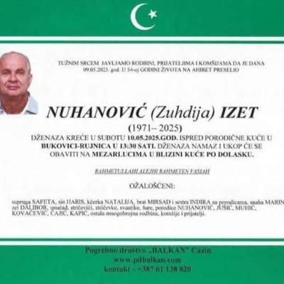Na ahiret preselio Nuhanović (Zuhdija) Izet Na ahiret preselio Nuhanović (Zuhdija) Izet