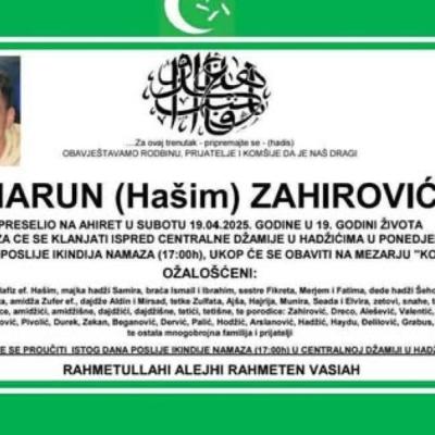 Na ahiret preselio Harun (Hašim) Zahirović