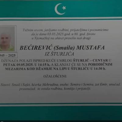 Na ahiret preselio Bećirević (Smaila) Mustafa Na ahiret preselio Bećirević (Smaila) Mustafa