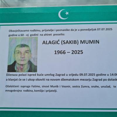 Na ahiret preselio ALAGIĆ (SAKIB) MUMIN | Cazin.NET