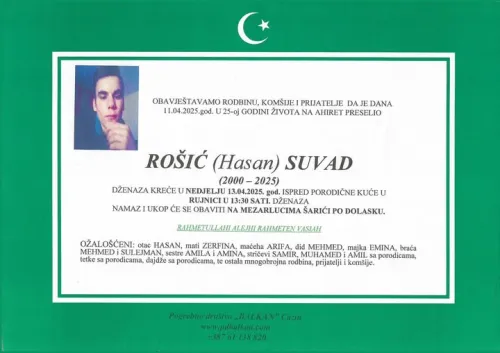 Na Ahiret preselio Ro&scaron;ić (Hasan) Suvad
