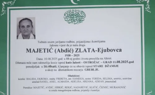 Na Ahiret preselila Majetić (Abdić) Zlata &ndash; Ejubovca | Cazin.NET