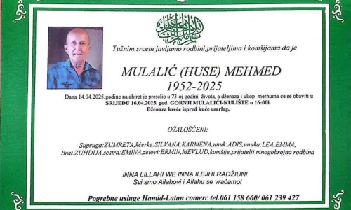 Na ahiret preselio Mulalić (Huse) Mehmed
