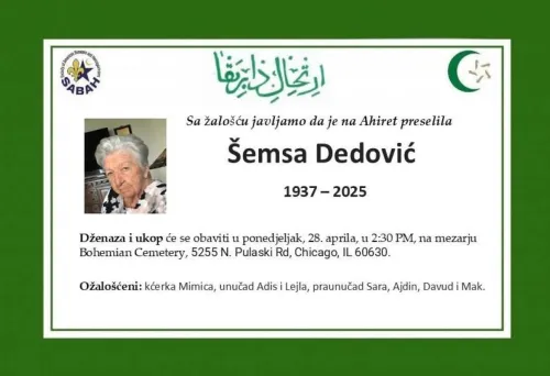 Na ahiret preselila &Scaron;emsa Dedović