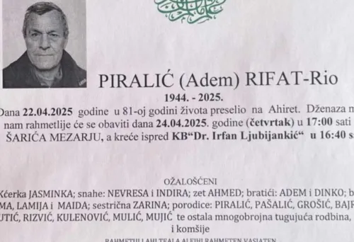 Na ahiret preselio Piralić (Adem) Rifat &ndash; Rio
