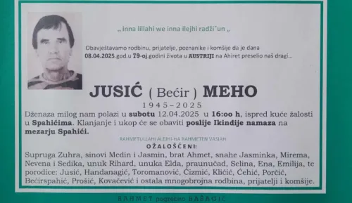 Na Ahiret preselio Jusić (Bećir) Meho
