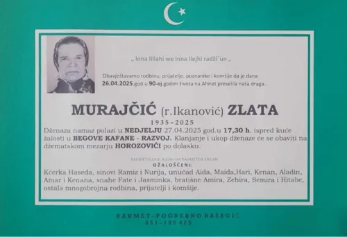 Na ahiret preselila Murajčić (r. Ikanović) Zlata